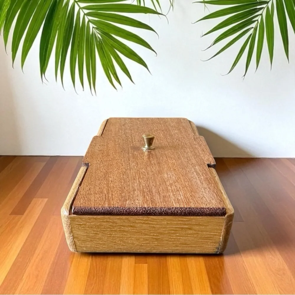 Handcrafted Wooden Trinket Box with Brass Knob – Artist Marked